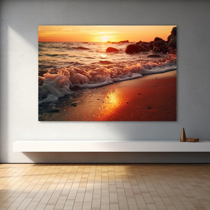Tableau Embrasement sur le Rivage, art mural décoration nature