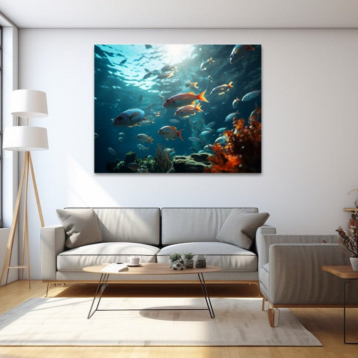 Tableau de Fond Mer avec Poisson, art mural décoration nature
