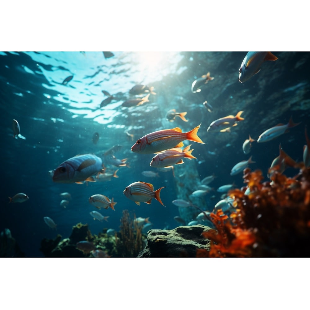 Tableau de Fond Mer avec Poisson, art mural décoration nature