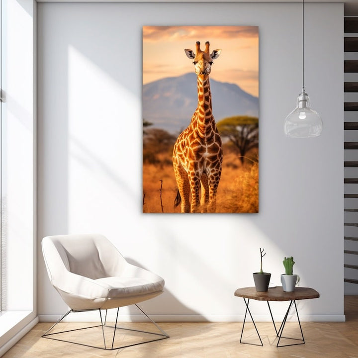 Tableau Girafe de Face Majestueuse, art mural décoration nature