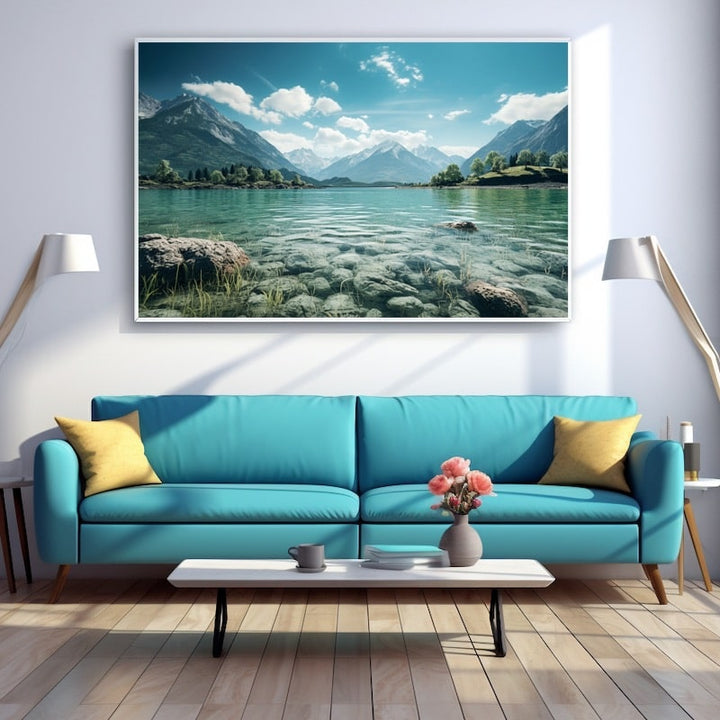 Tableau Lac Alpin Limpide, art mural décoration nature