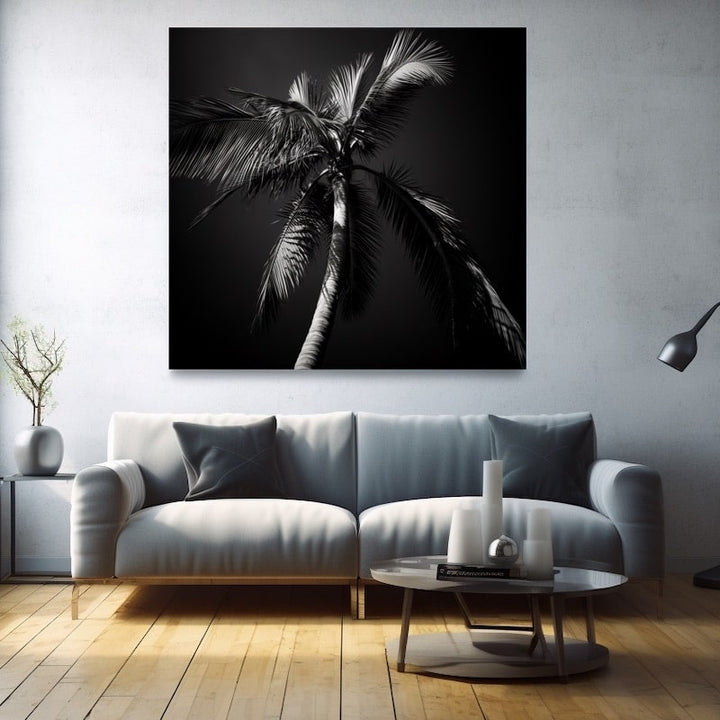 Tableau de Palmiers Noir et Blanc, art mural décoration nature