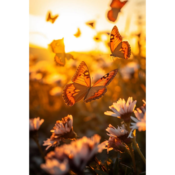 Tableau Papillons au Coucher de Soleil, art mural décoration nature