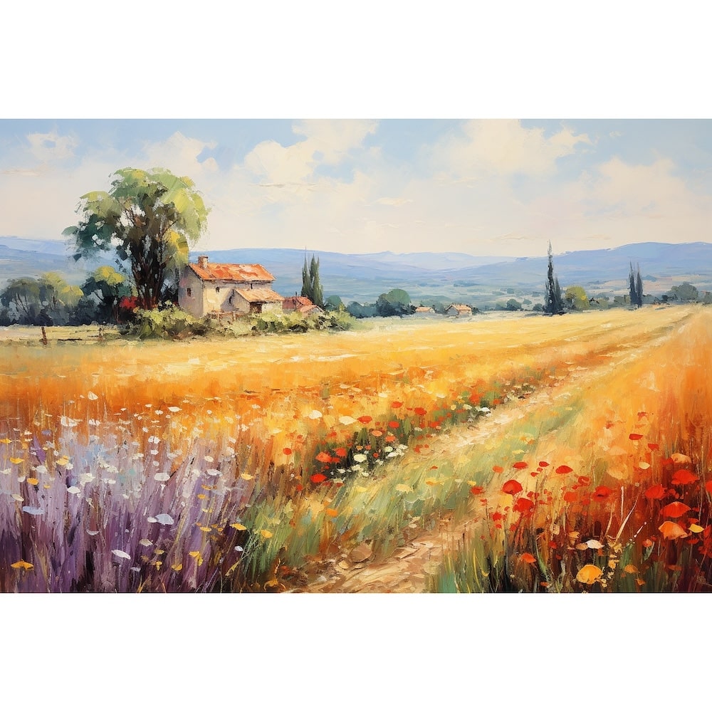 Kit Broderie Verrouillage Paysage Campagne - Coussin 43x43cm Avec Crochet à Loquet DIY