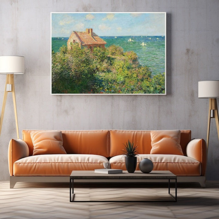 Tableau Paysage Maison en Bord de Mer, art mural décoration nature
