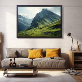 Tableau Pic Acéré et Vallée Verdoyante, art mural décoration nature