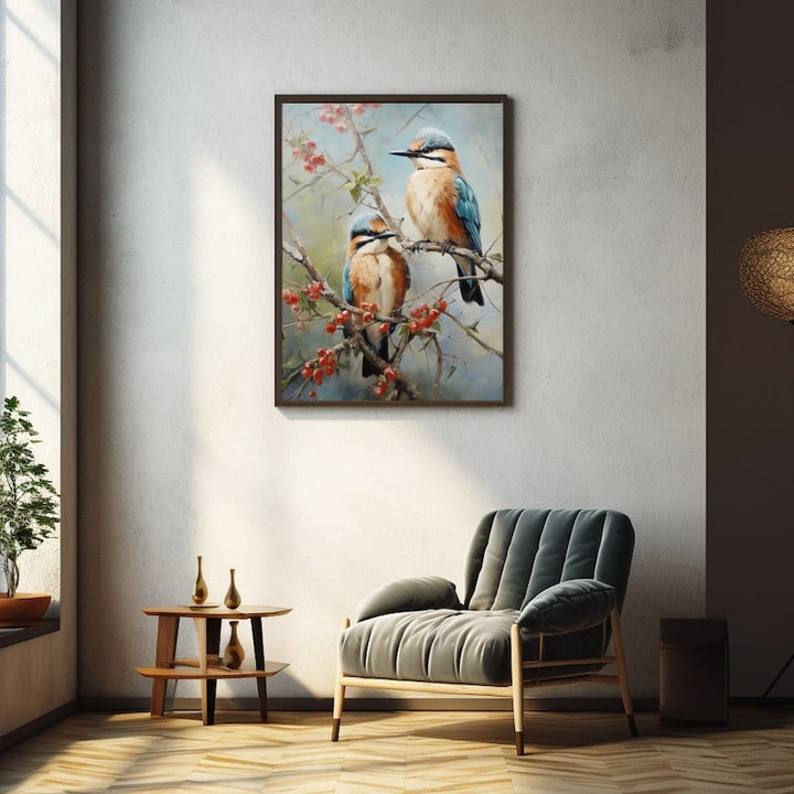Tableau de Peinture d'Oiseaux, art mural décoration nature