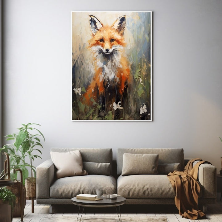 Tableau de Peinture Renard, art mural décoration nature