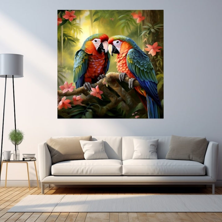 Tableau De Perroquet Amoureux
