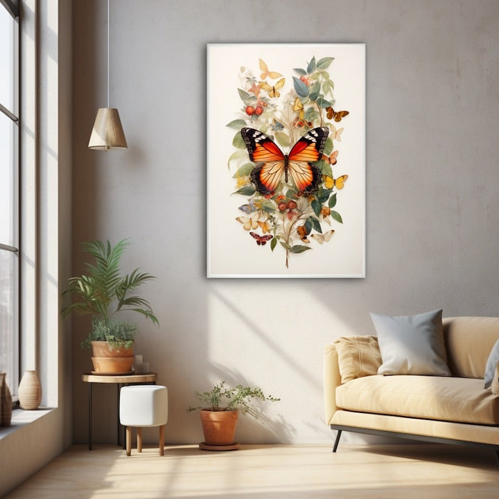 Tableau de Plumes Papillons, art mural décoration nature