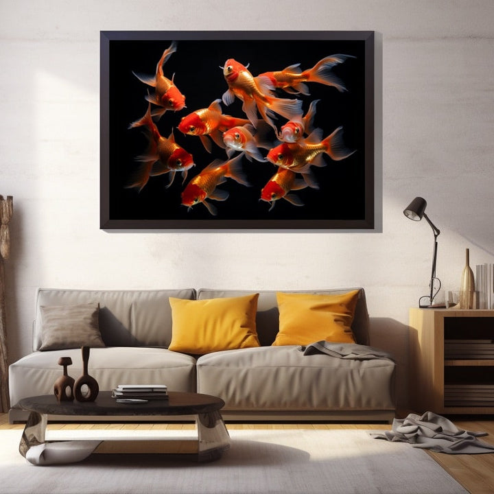 Tableau de Poissons Rouges, art mural décoration nature