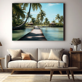 Tableau de Ponton Palmier, art mural décoration nature