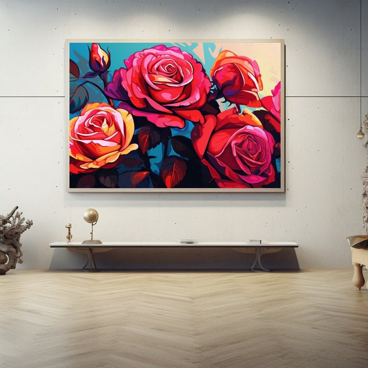 Tableau de Roses Contemporain, art mural décoration nature