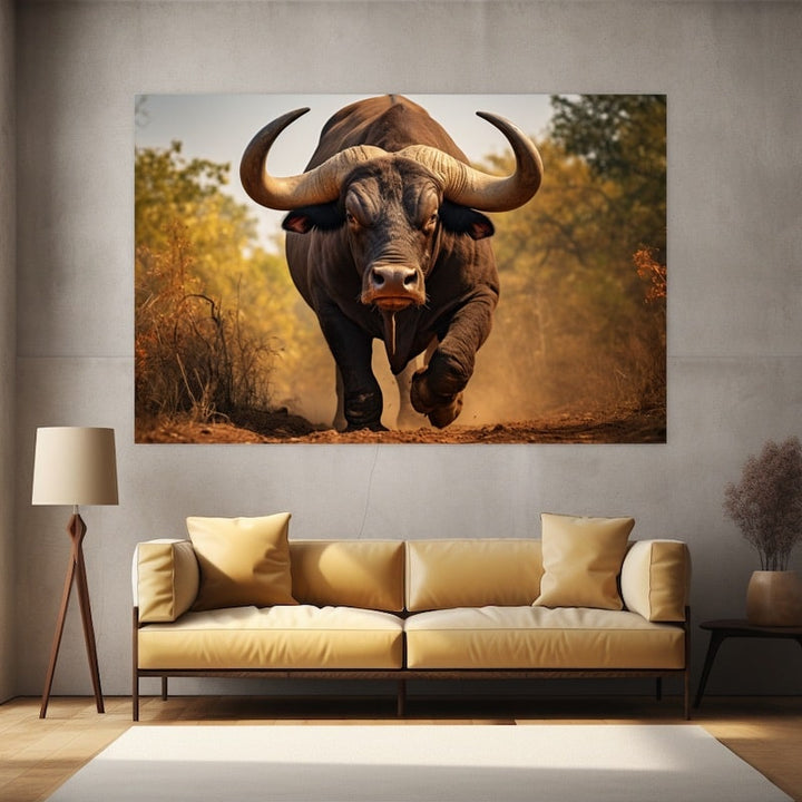 Tableau de Taureau en Couleur, art mural décoration nature