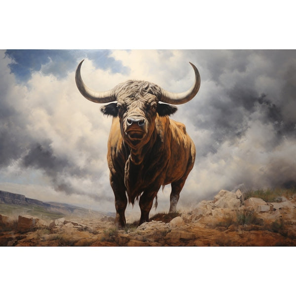 Tableau de Taureau en Peinture, art mural décoration nature