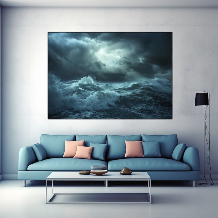 Tableau de Tempête en Mer, art mural décoration nature