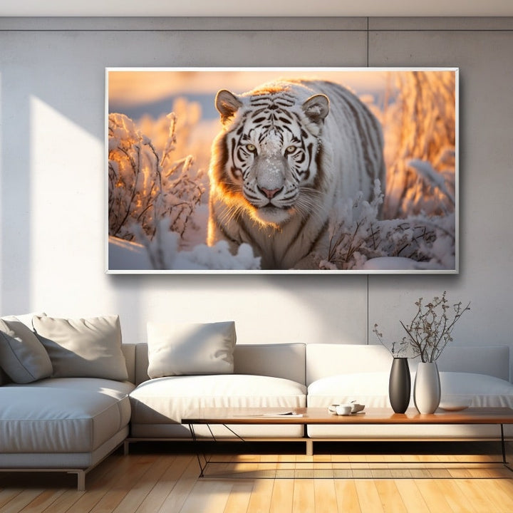 Tableau de Tigre dans la Neige, art mural décoration nature