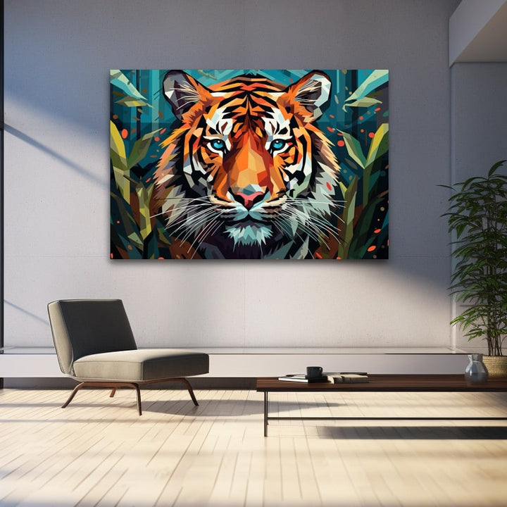 Tableau de Tigre Stylisé, art mural décoration nature