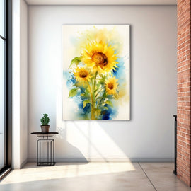 Tableau Tournesols Aquarelle, art mural décoration nature