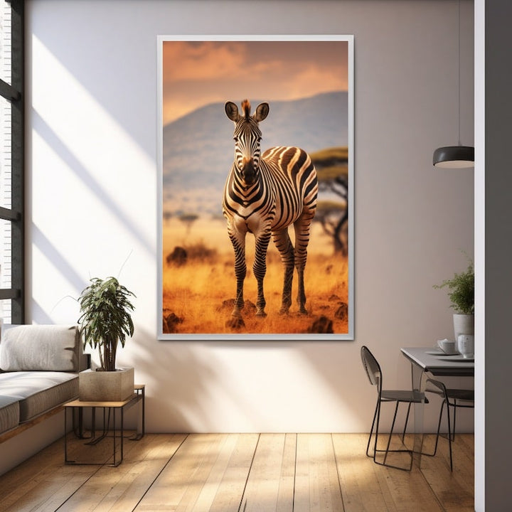 Tableau Zèbre dans la Savane, art mural décoration nature