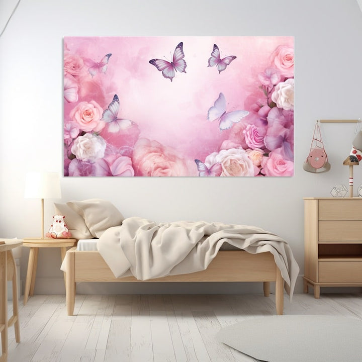 Tableau Deco Fille Papillon, art mural décoration nature