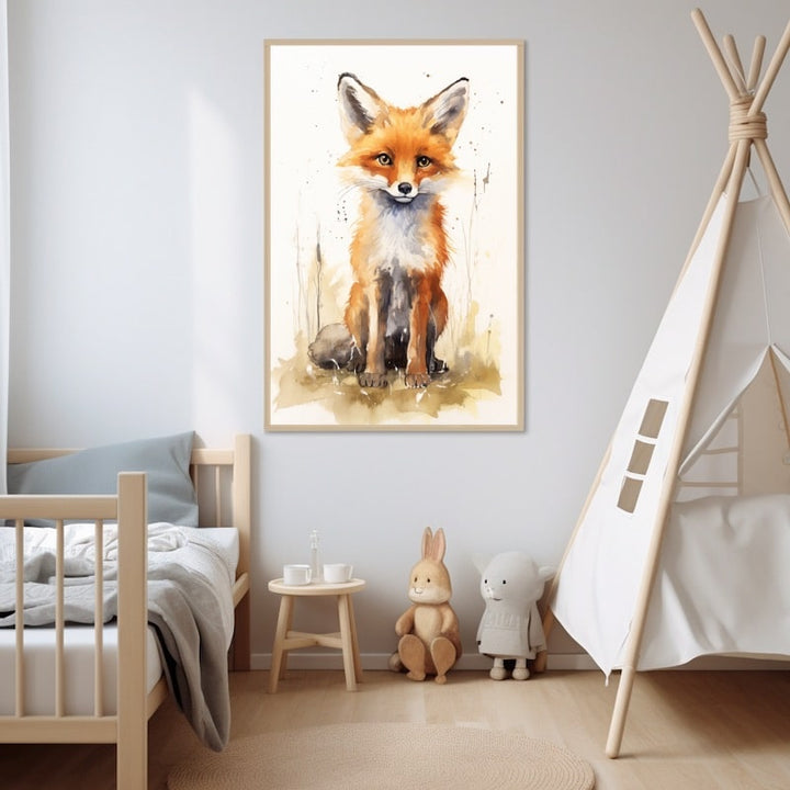 Tableau Déco Garçon Renard, art mural décoration nature