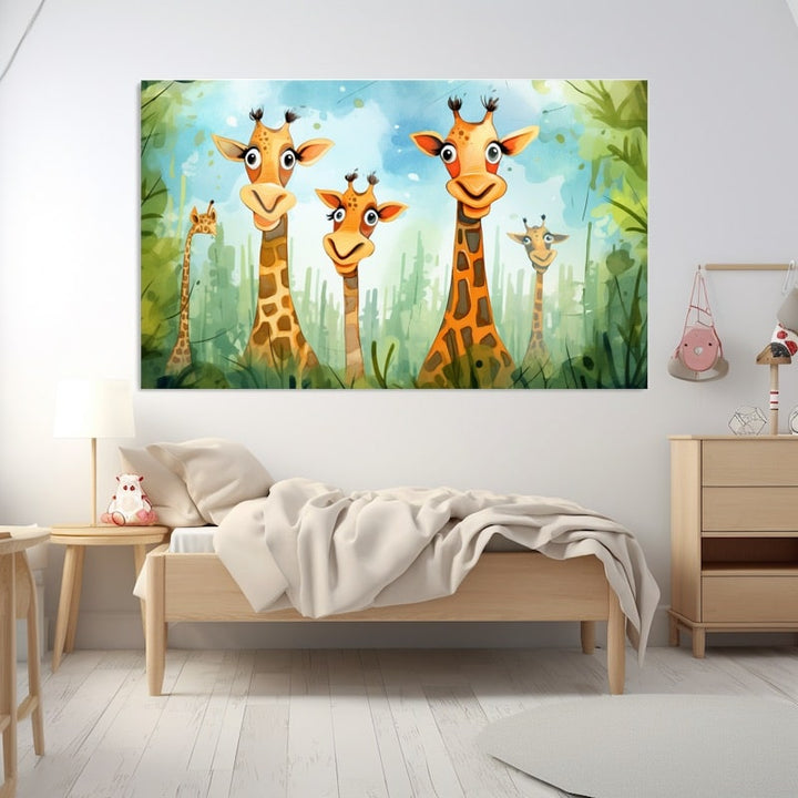 Tableau Déco Girafe Animaux Enfants, art mural décoration nature