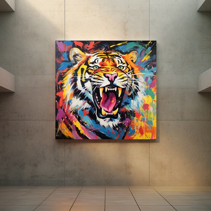 Tableau Déco Tigre Coloré, art mural décoration nature
