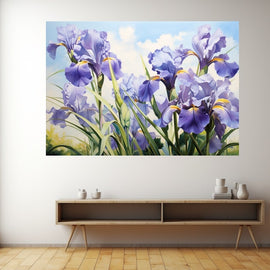 Tableau Iris Lavande sous Ciel Bleu, art mural décoration nature