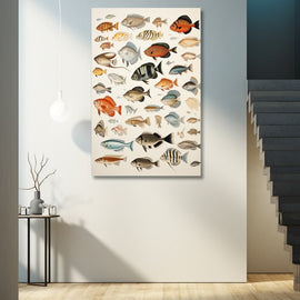 Tableau des Poissons de Mer, art mural décoration nature