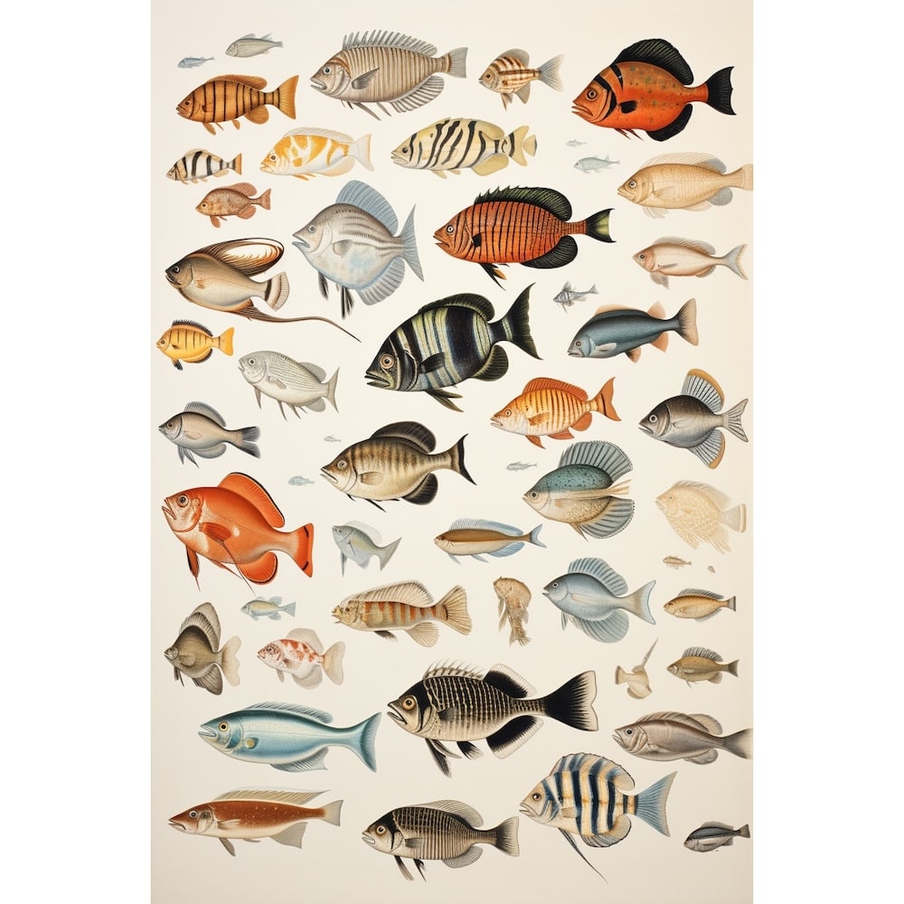 Tableau des Poissons de Mer, art mural décoration nature