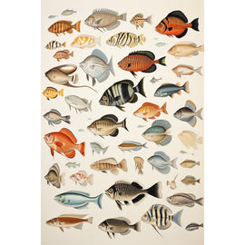 Tableau des Poissons de Mer, art mural décoration nature