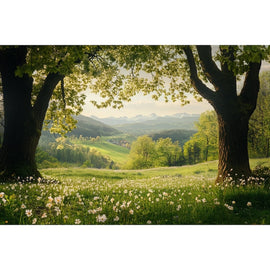 Tableau Prairie Fleurie et Vallée, art mural décoration nature