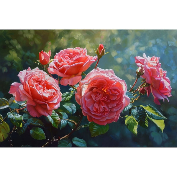 Tableau Roses Corail et Saumon, art mural décoration nature