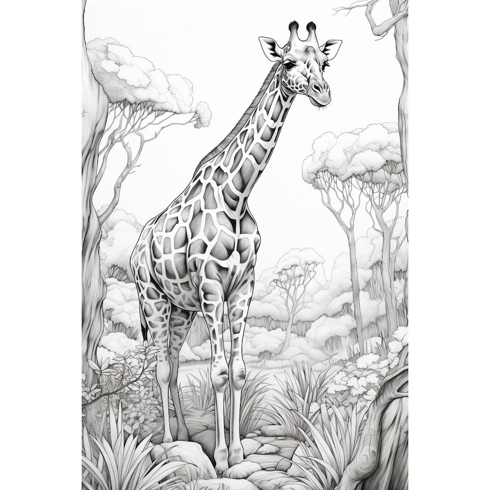 Tableau Girafe Géante Dessin, art mural décoration nature