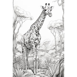 Tableau Girafe Géante Dessin, art mural décoration nature