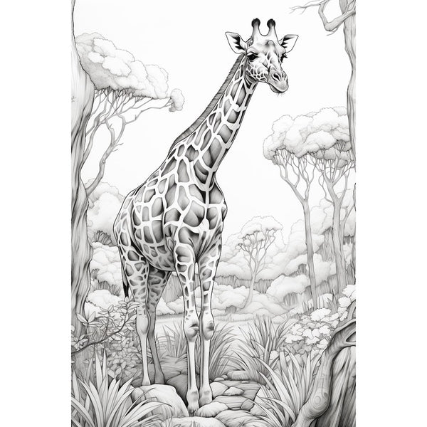 Tableau Girafe Géante Dessin, art mural décoration nature