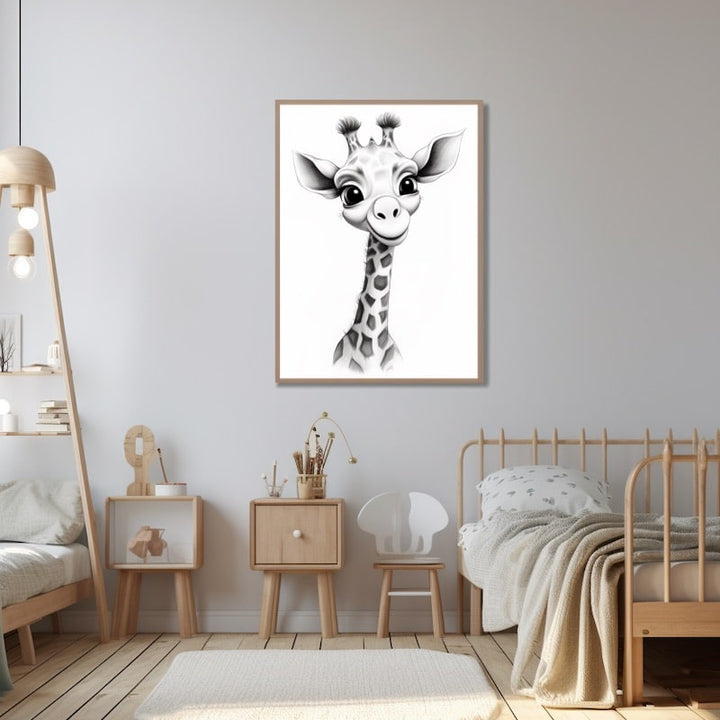 Tableau Dessin Girafe Ligne, art mural décoration nature
