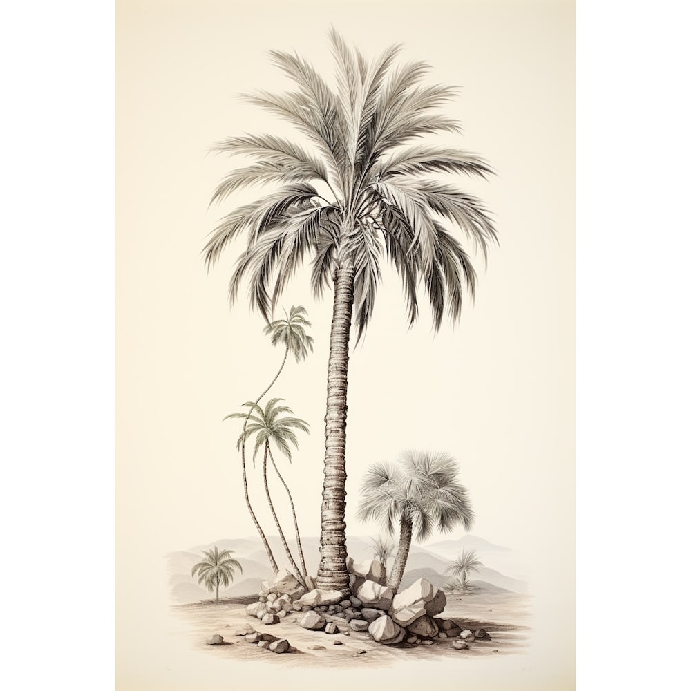 Tableau Palmier Dessin, art mural décoration nature