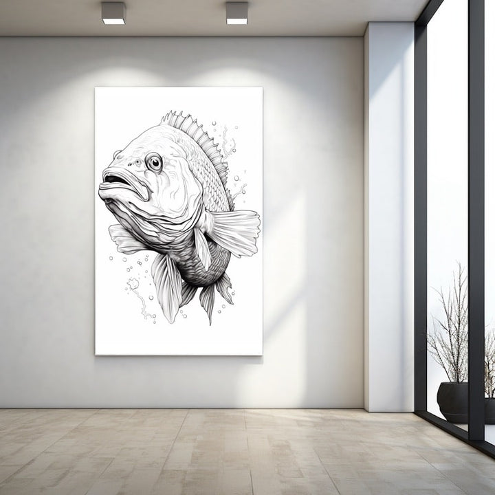 Tableau Dessin Poisson, art mural décoration nature