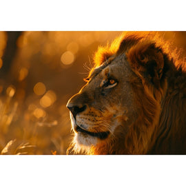Tableau Lion de Profil au Couchant, art mural décoration nature