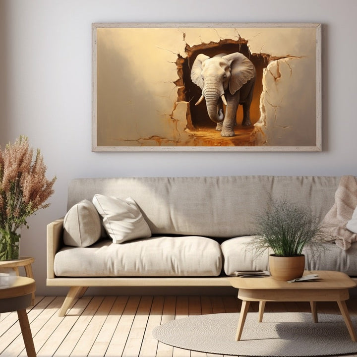 Tableau Éléphant 3D, art mural décoration nature