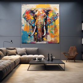 Tableau Éléphant Contemporain Pop, art mural décoration nature