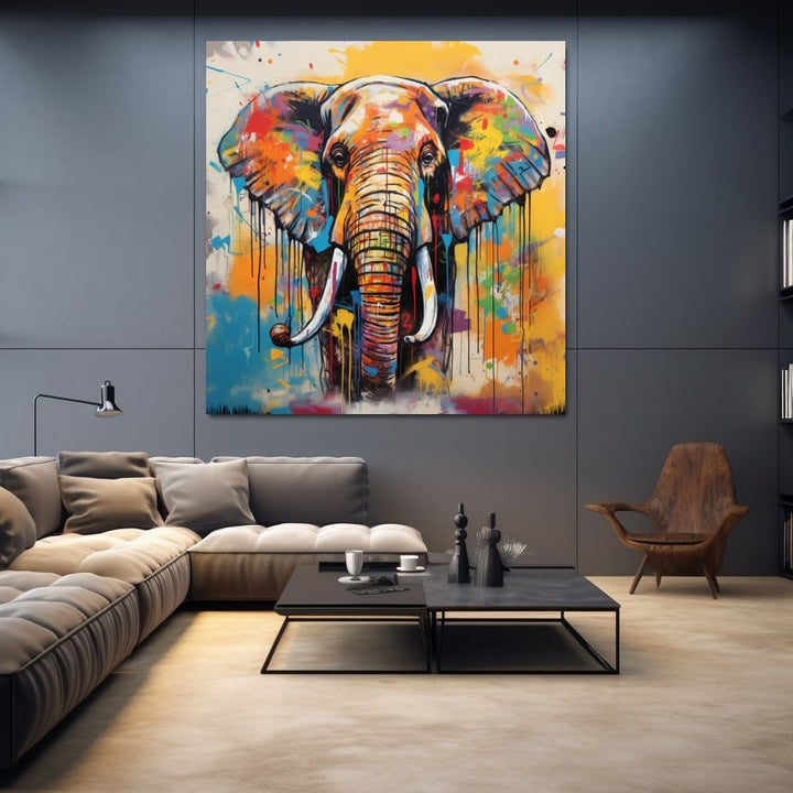 Tableau Éléphant Contemporain Pop, art mural décoration nature