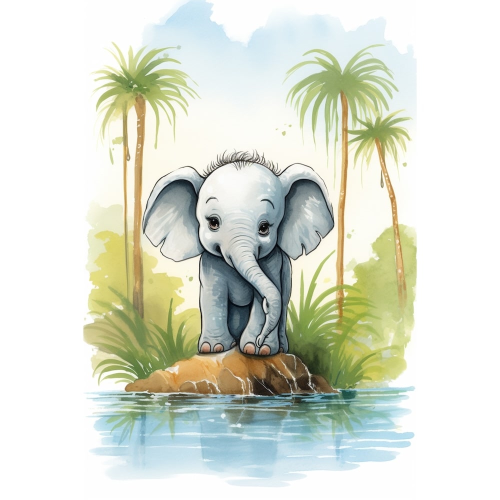 Tableau Enfant Éléphant, art mural décoration nature