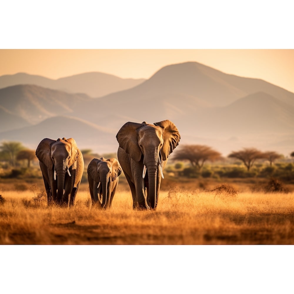 Tableau Éléphant Famille