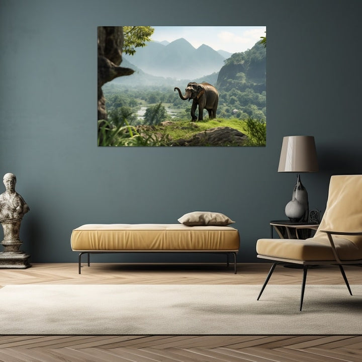 Tableau Éléphant Indien, art mural décoration nature