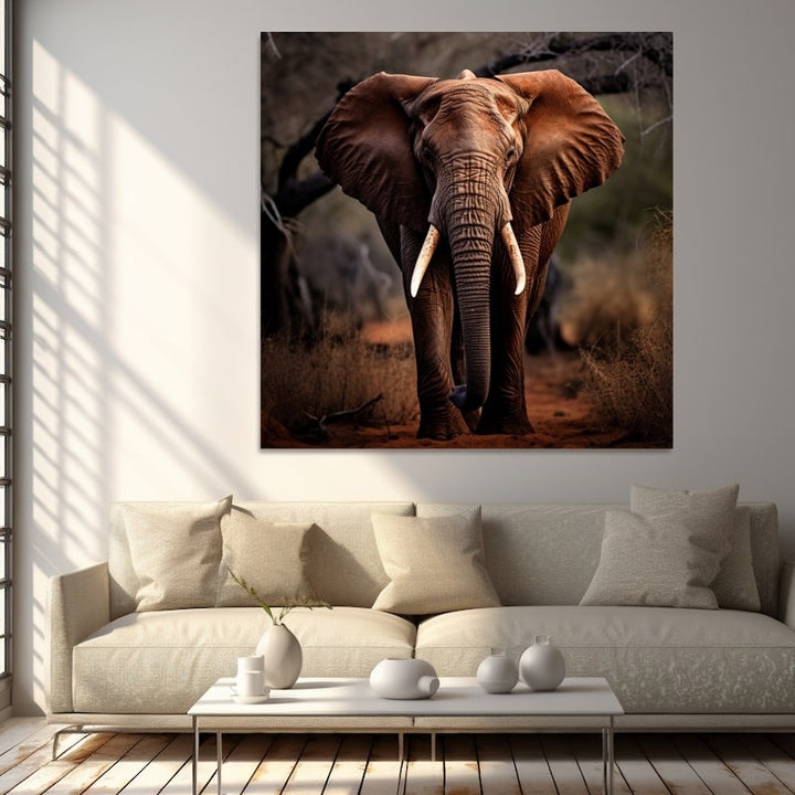 Tableau Éléphant Marron, art mural décoration nature