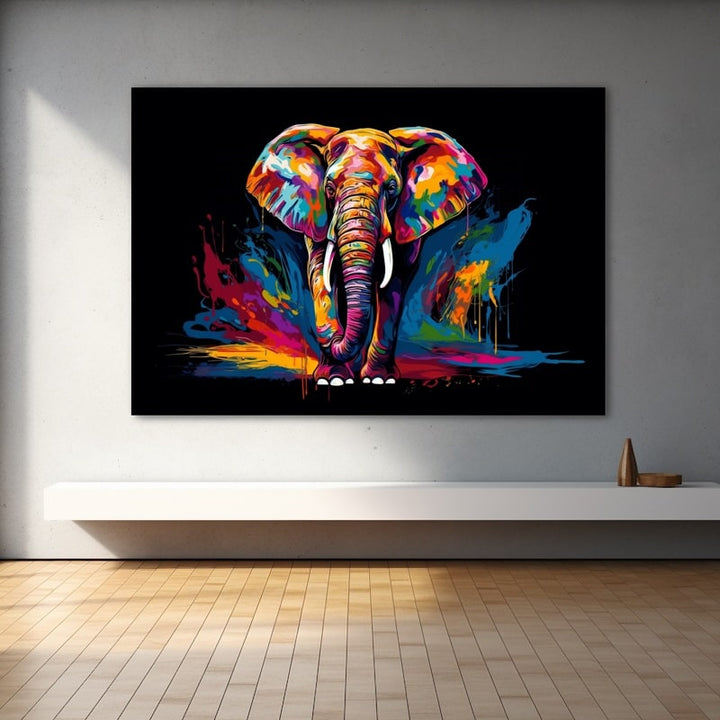 Tableau Éléphant Multicolore, art mural décoration nature