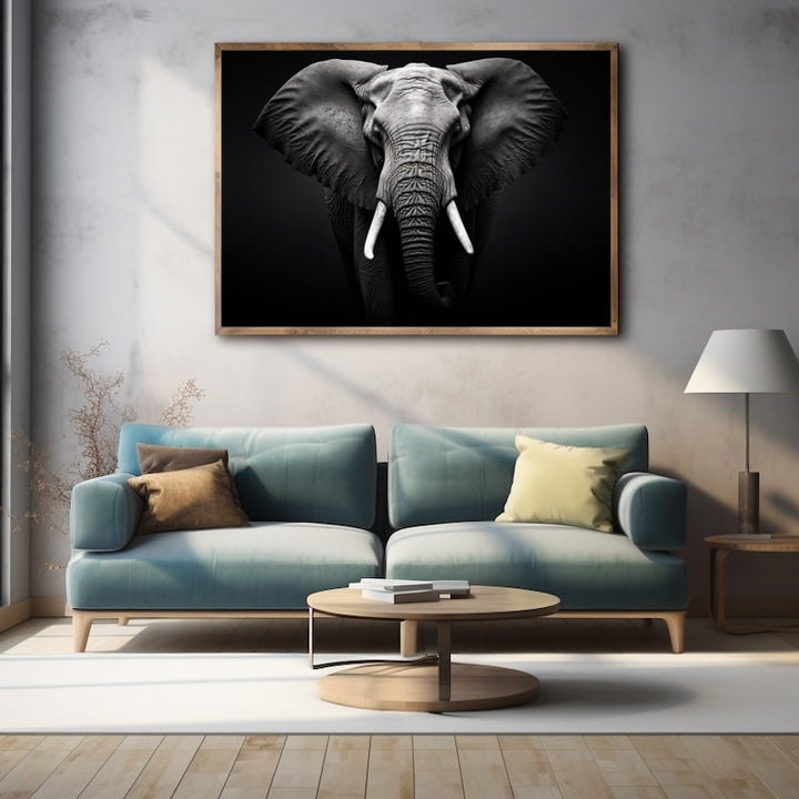Tableau Éléphant Noir et Blanc, art mural décoration nature